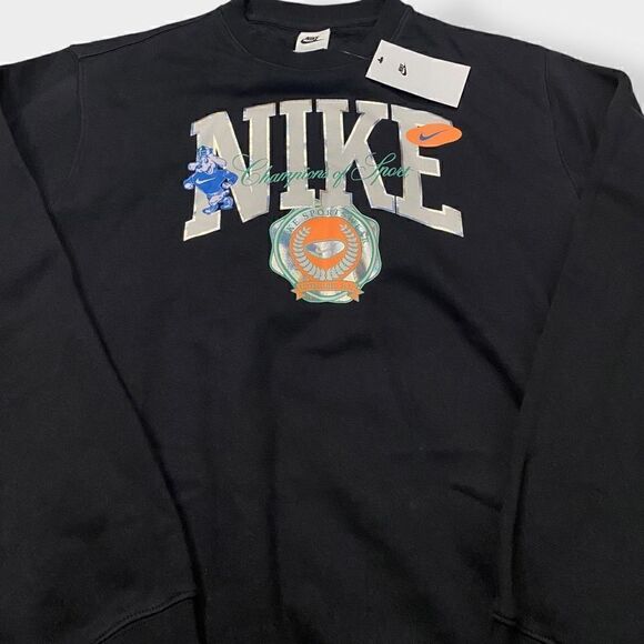 Nike NSW Club Black Sweatshirt Champions of Sport Crew Mens size M DR8033-010 - Picture 2 of 10